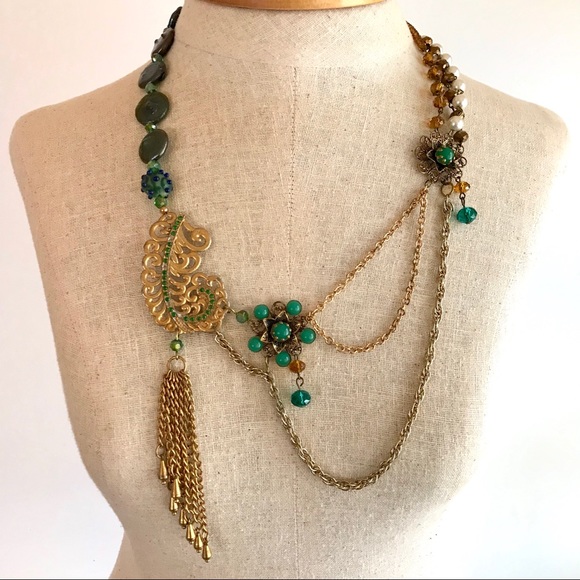 Hand Crafted Jewelry - Statement Necklace Handmade Boho Beaded Paisley